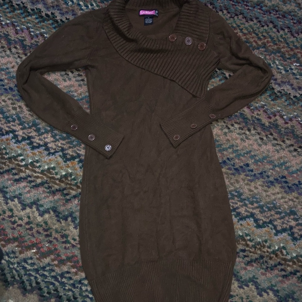 Say What? Brown Knit Dress